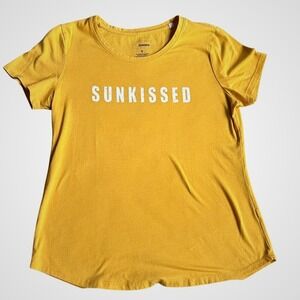 Sonoma Women's T Shirt Size S Vibrant Yellow Sunkissed Graphic Cotton Blend